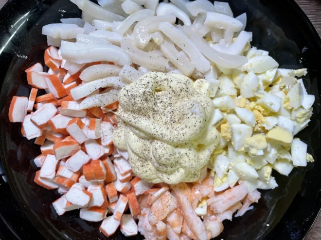 Салат з морепродуктів «Нептун» рецепт - Крок 5